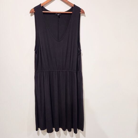 Lane Bryant Dresses & Skirts - Lane Bryant Womens Black Shirred Waist Midi Dress Size 22/24 Minimalist Edgy